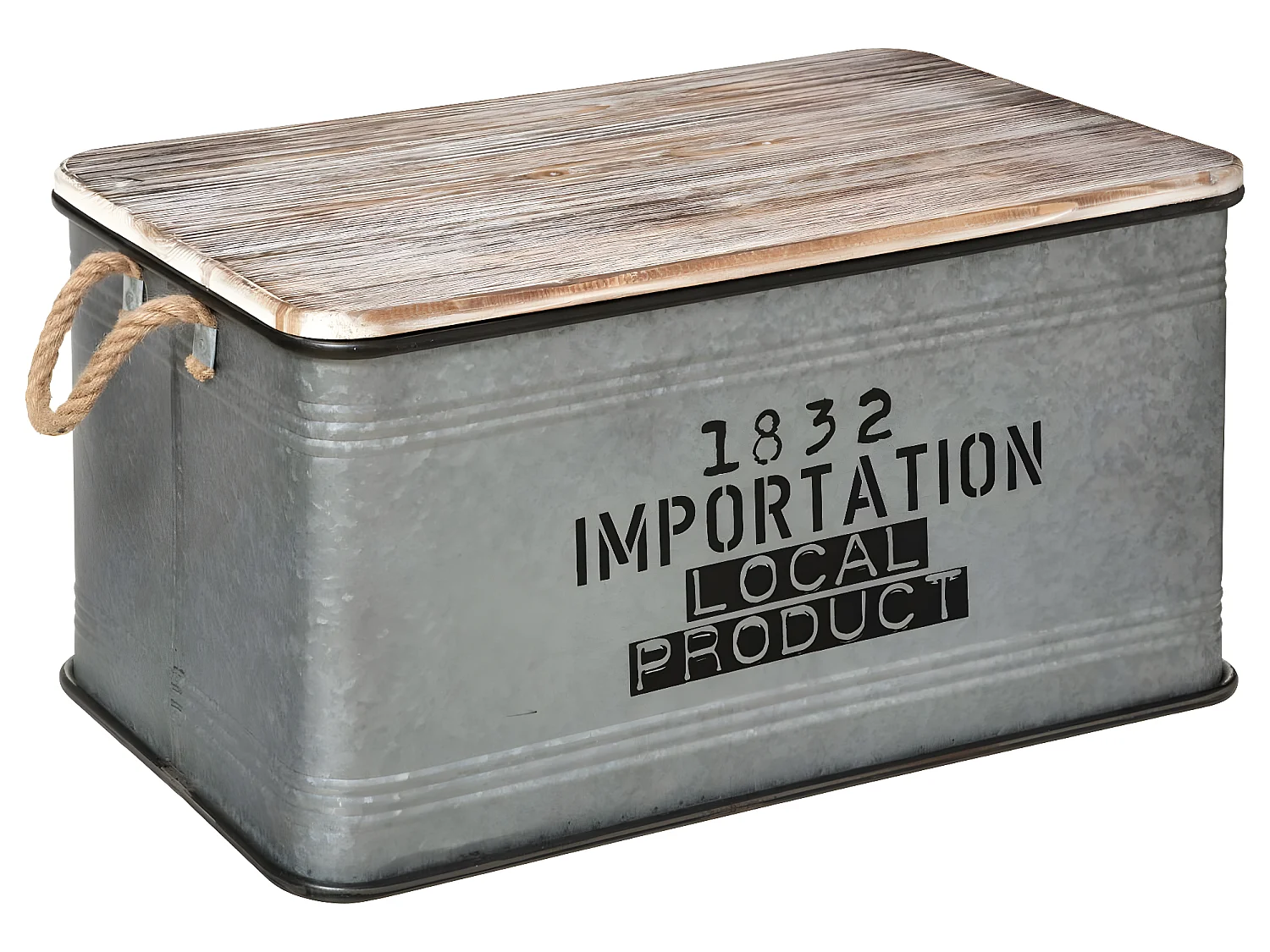 Set de 3 Malles en Métal zinc et Bois déco