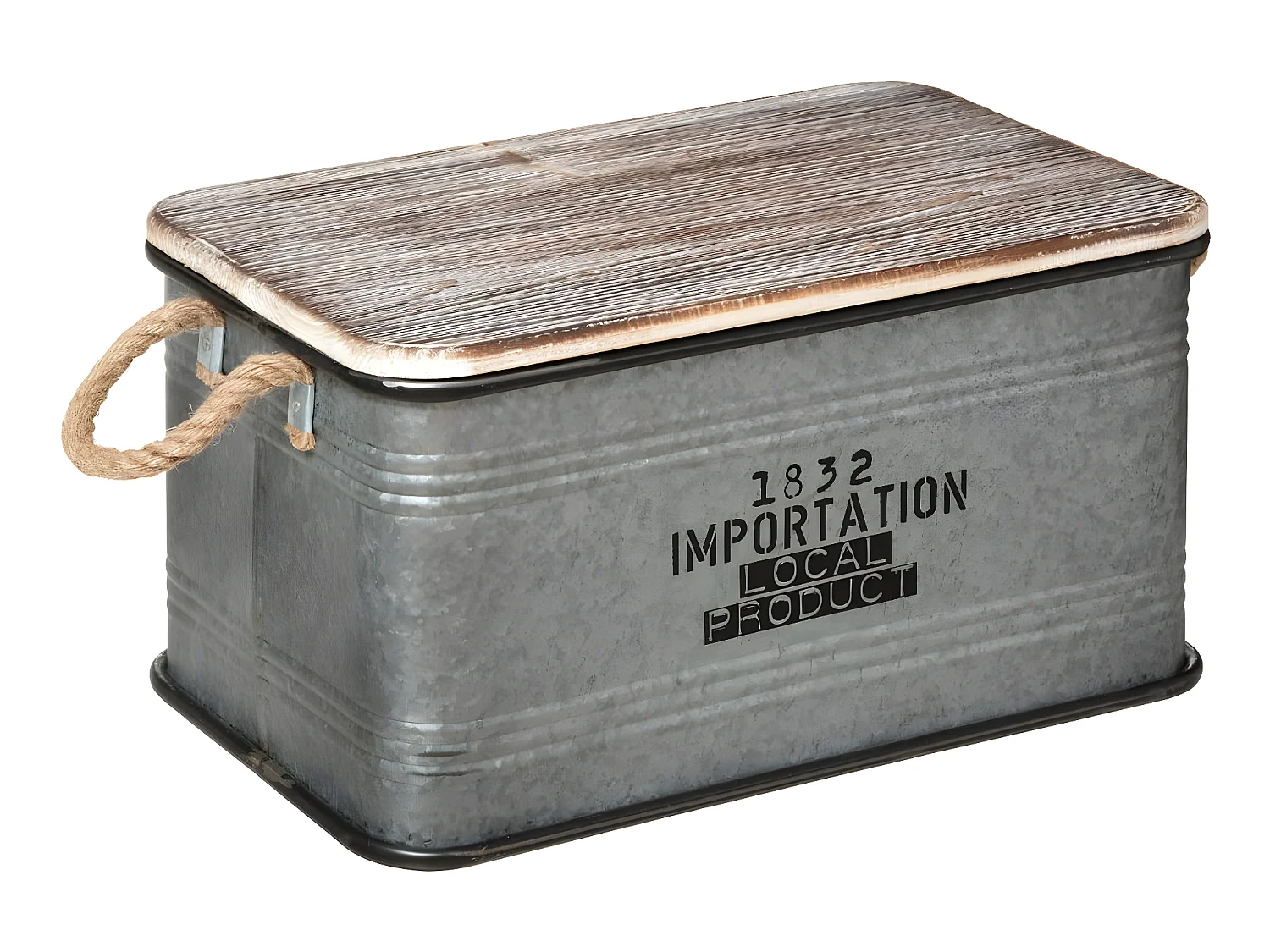 Set de 3 Malles en Métal zinc et Bois déco