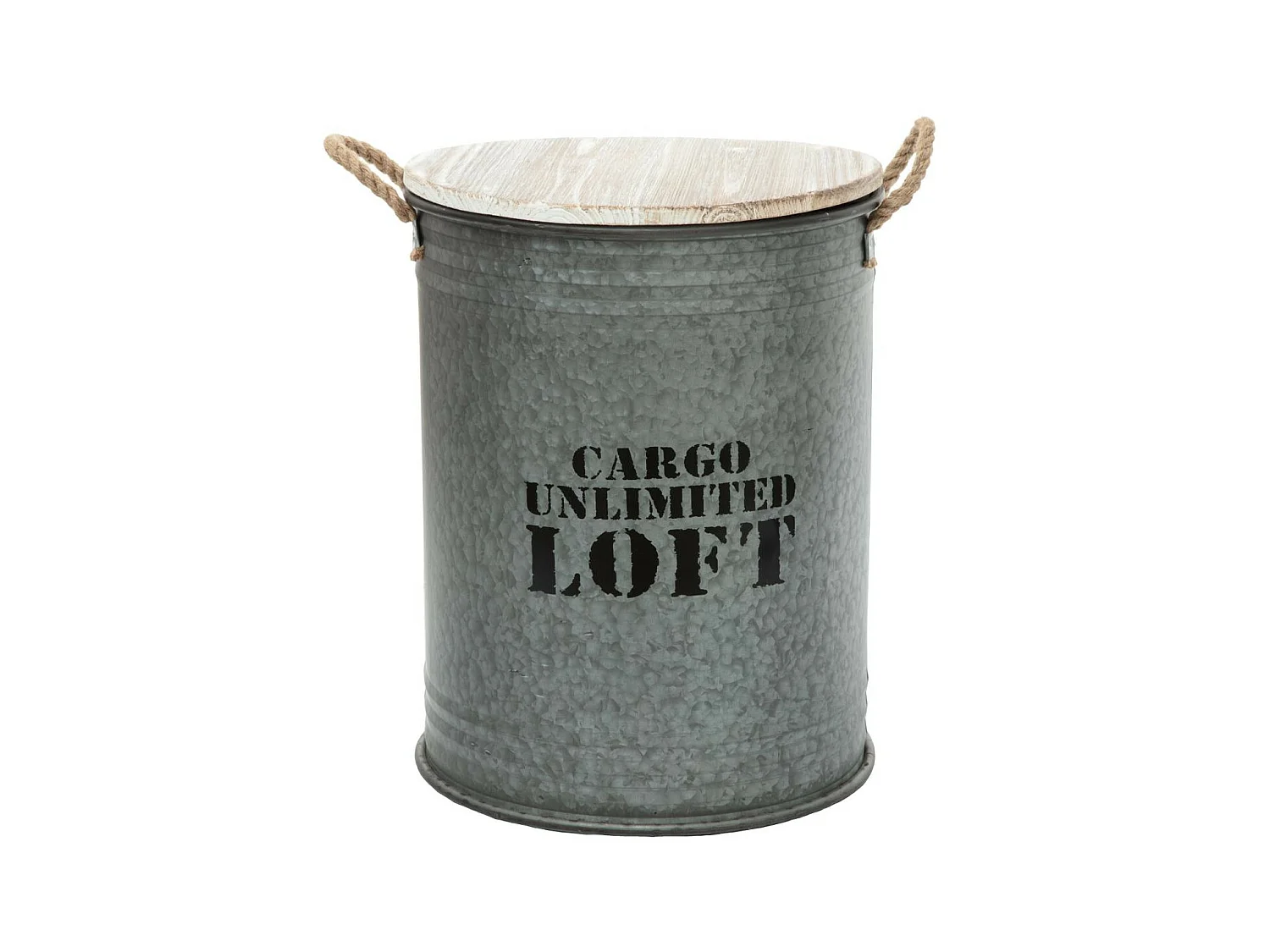 Lot de 3 Coffres Bidon en métal Gris alu Loft rétro factory