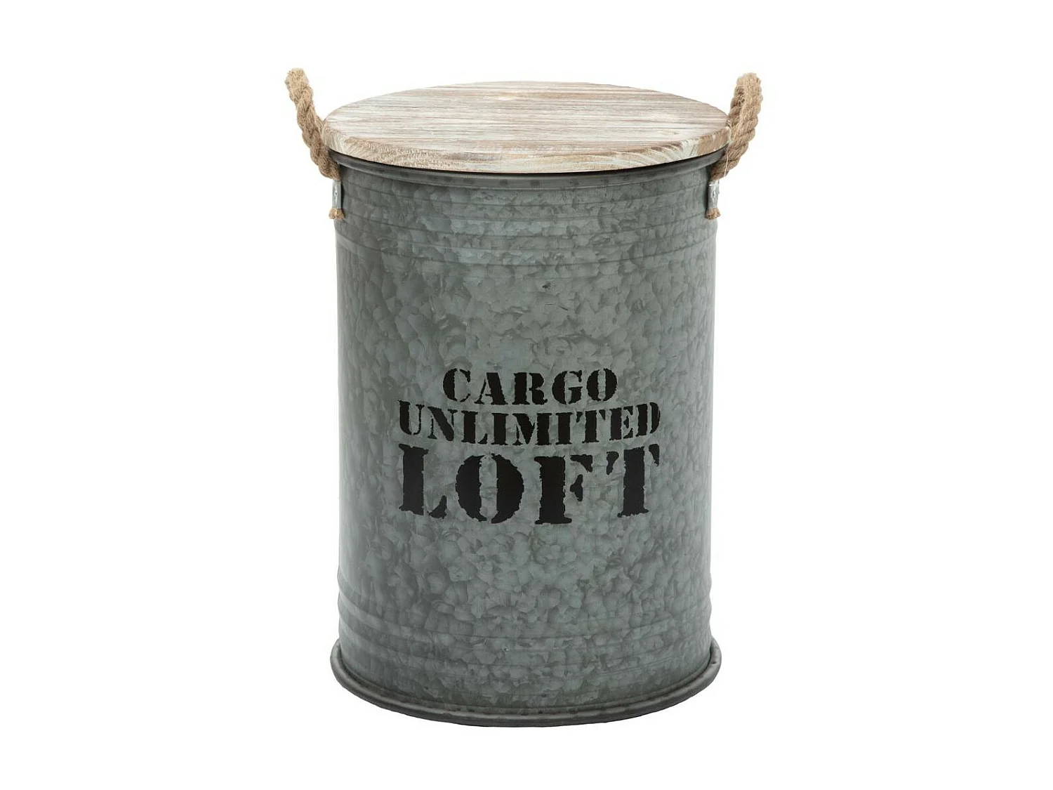 Lot de 3 Coffres Bidon en métal Gris alu Loft rétro factory