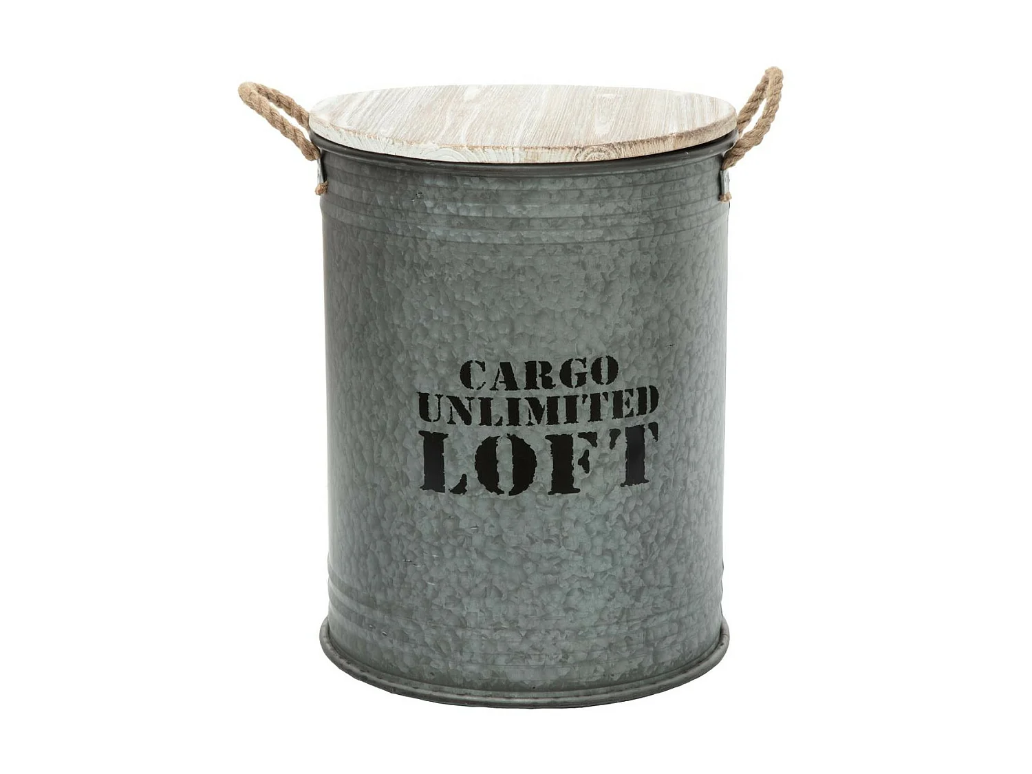 Lot de 3 Coffres Bidon en métal Gris alu Loft rétro factory