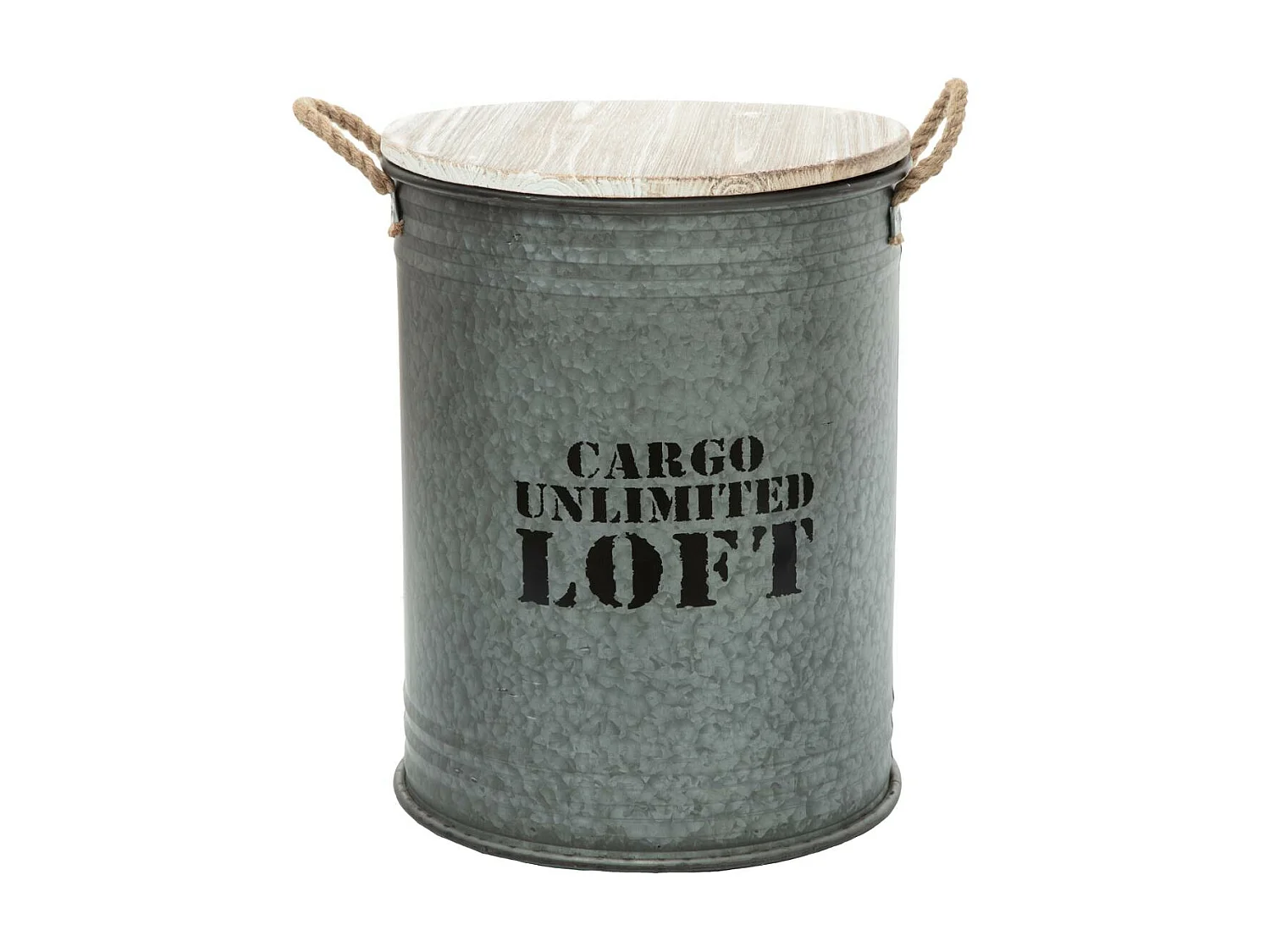 Lot de 3 Coffres Bidon en métal Gris alu Loft rétro factory