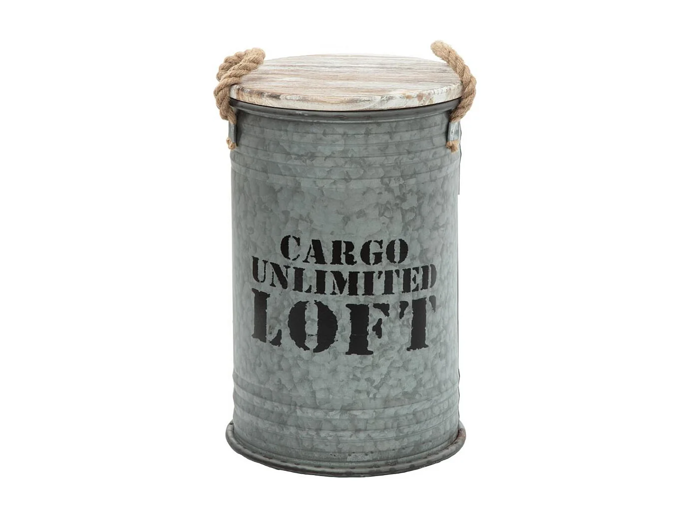 Lot de 3 Coffres Bidon en métal Gris alu Loft rétro factory