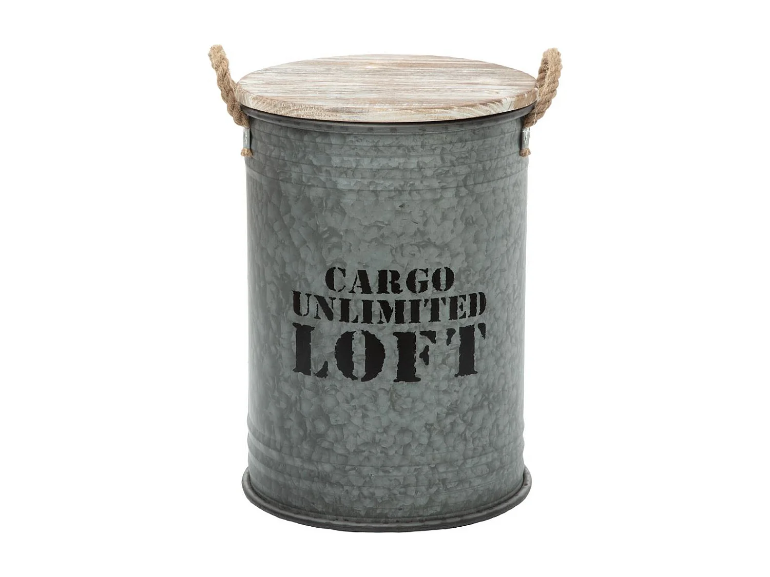 Lot de 3 Coffres Bidon en métal Gris alu Loft rétro factory