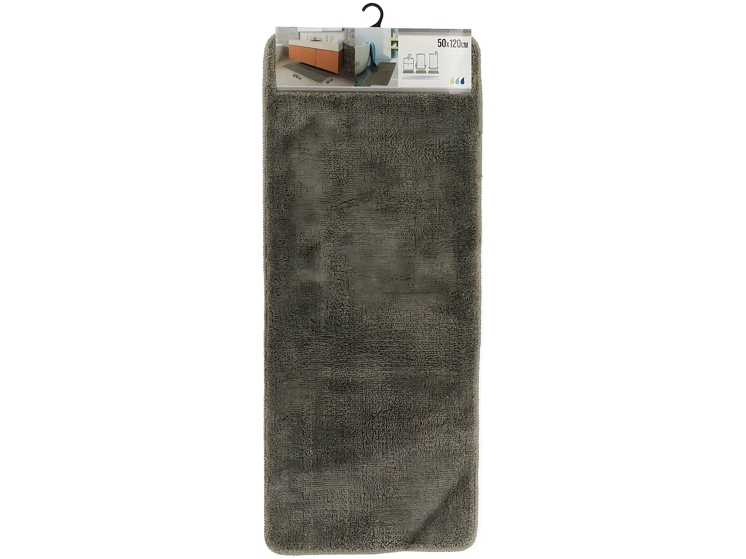 Grand Tapis de salle de bain Double Vasque en microfibre Taupe 50 x 120 cm