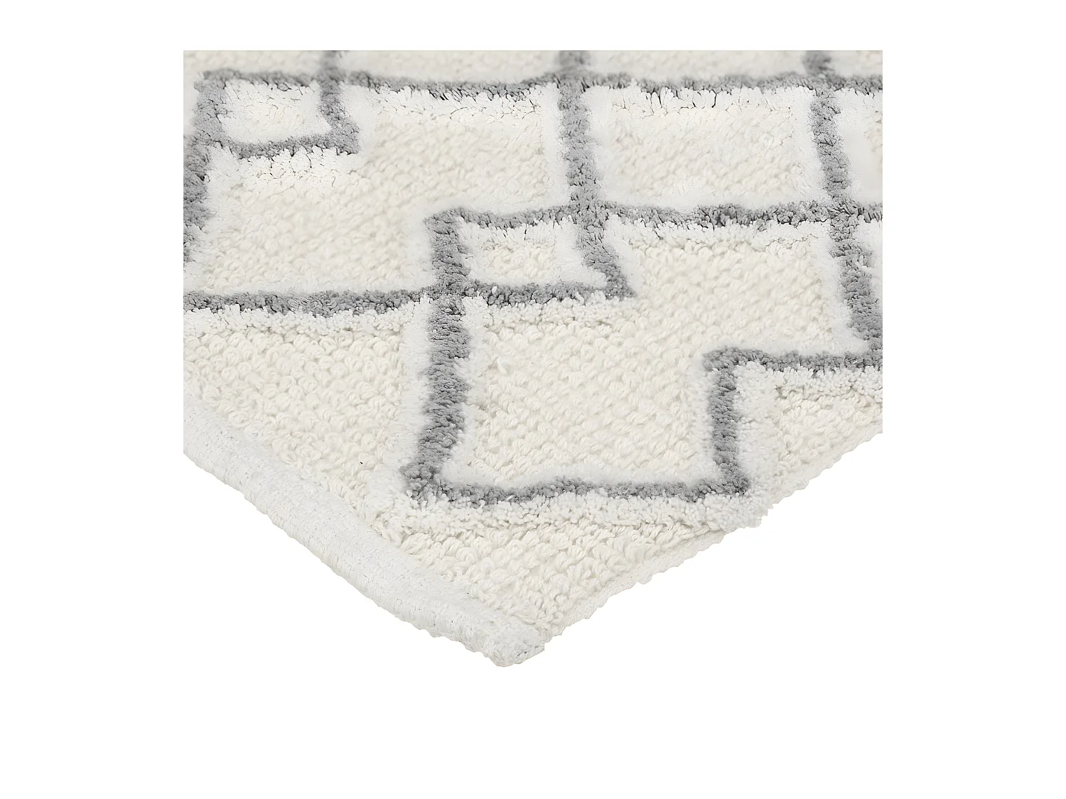 Grand Tapis de salle de bain en Coton déco Gris Ethnique 50 x 120 cm