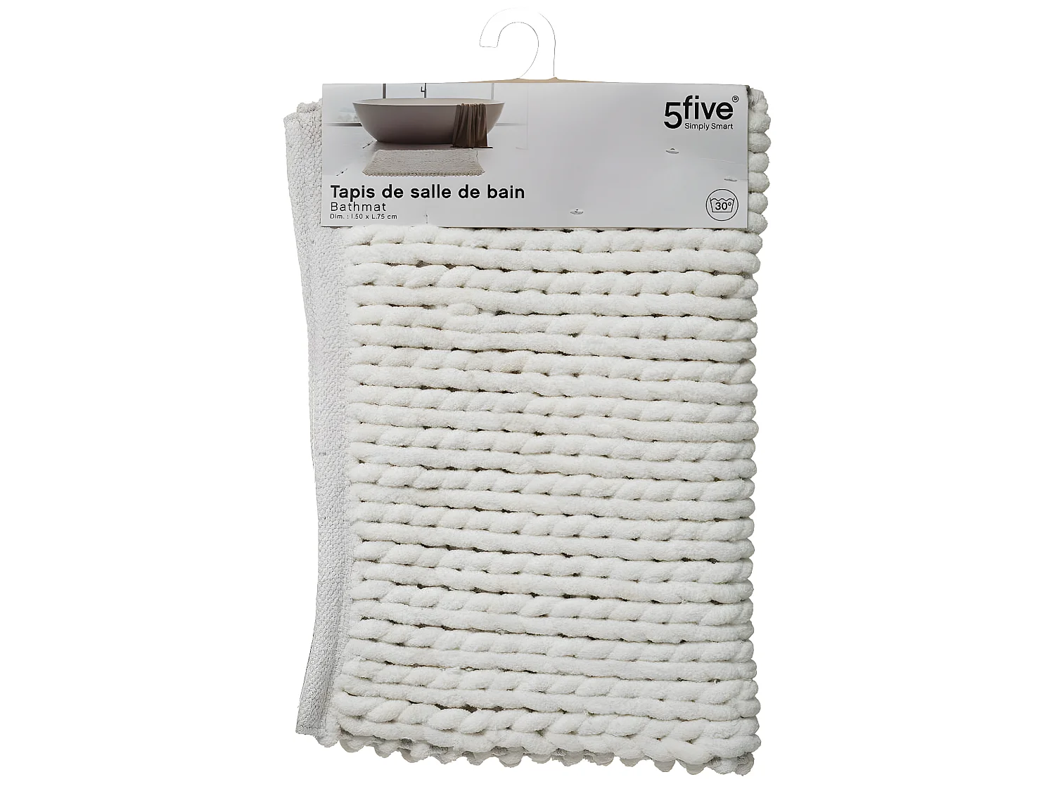 Tapis de Salle de Bain épais Uni Blanc 50 x 75 cm