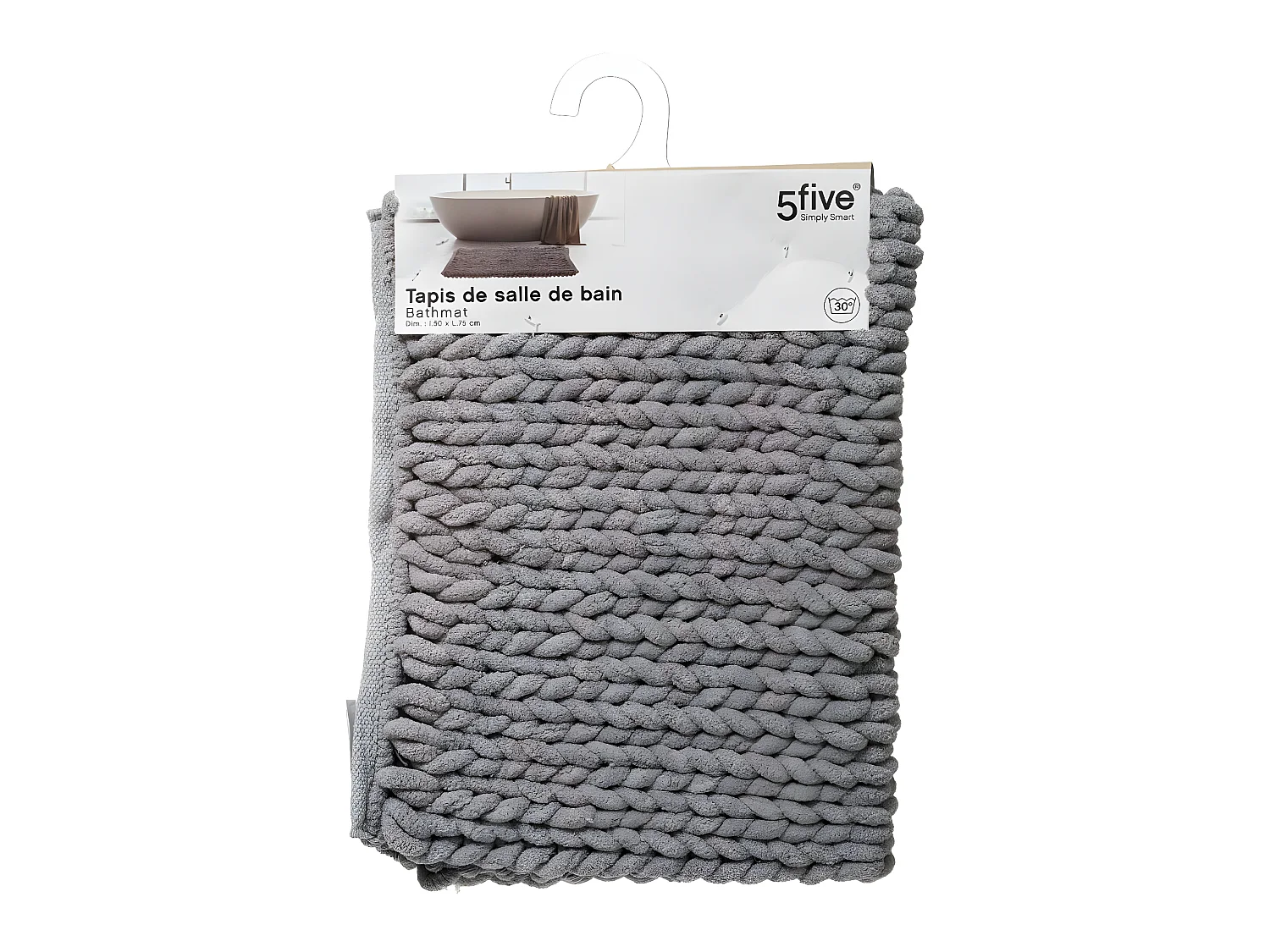 Tapis de Salle de Bain épais Uni Gris 50 x 75 cm