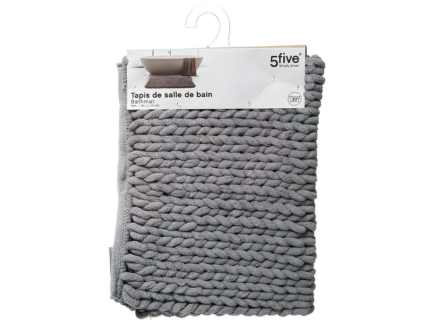 Tapis de Salle de Bain épais Uni Gris 50 x 75 cm