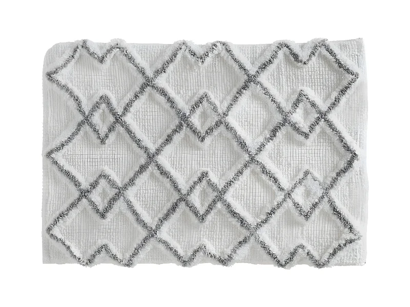 Tapis de salle de Bain en Coton déco Ethnique Gris 50 x 75 cm