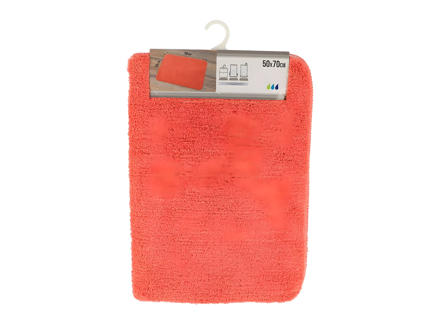 Tapis de salle de bain Corail Orange en Microfibre Confort et Doux 50 x 70 cm