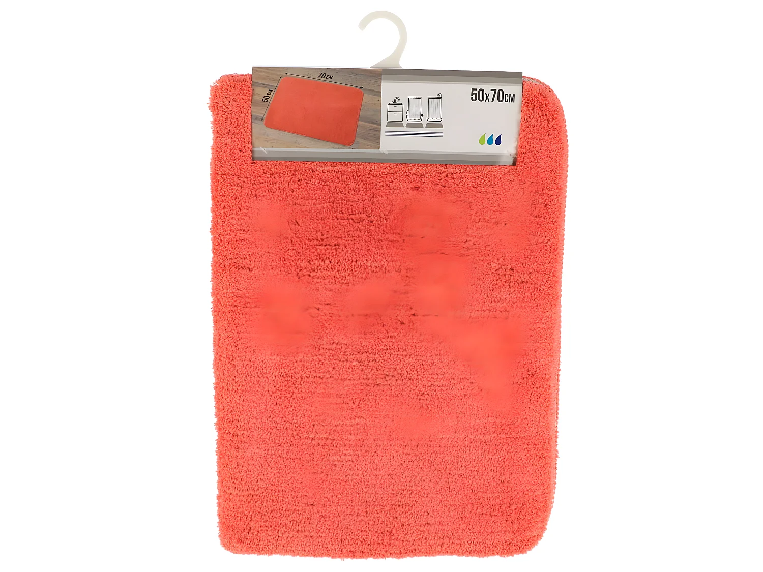 Tapis de salle de bain Corail Orange en Microfibre Confort et Doux 50 x 70 cm