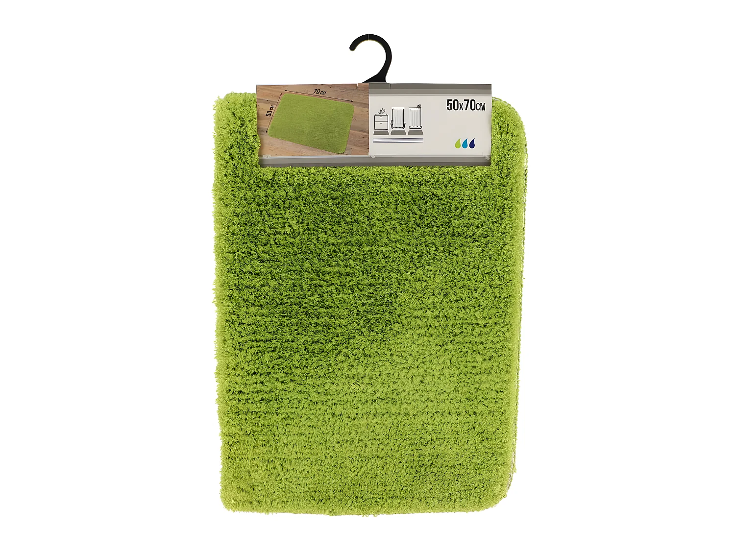 Tapis de salle de bain Vert anis en Microfibre Confort et Doux 50 x 70 cm