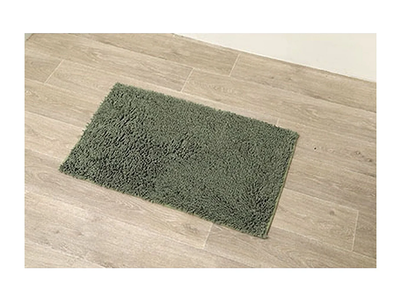 Tapis de salle de bain Vert kaki en Microfibre chenille 50 x 80 cm