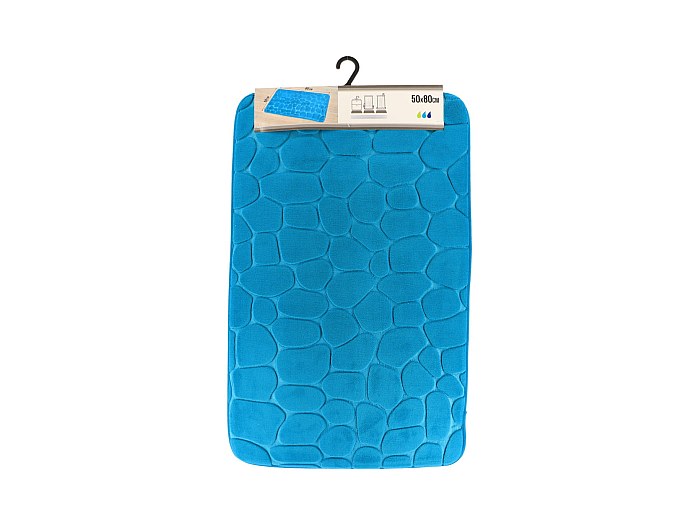 Tapis de salle de bain Bleu canard en Microfibre à mémoire de forme 50