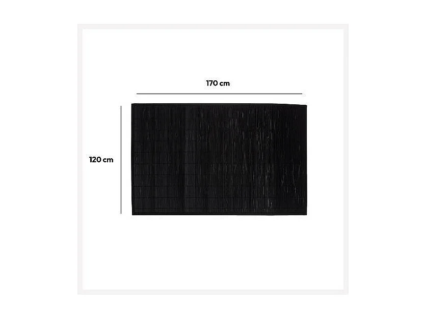 Tapis de Bain Lattes en Bambou Noir 120 x 170 cm