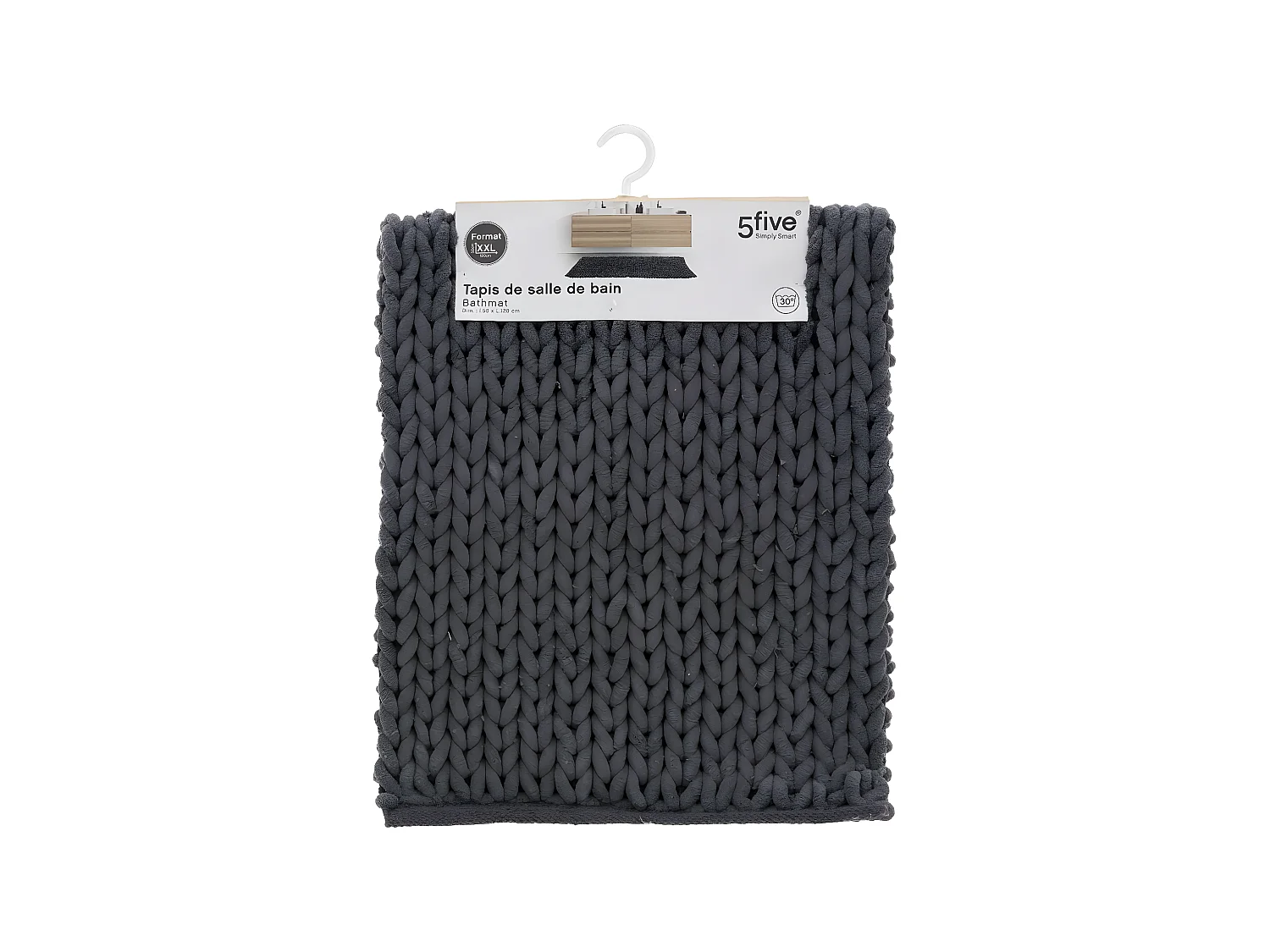 Grand Tapis de Salle de Bain épais Gris foncé 50 x 120 cm