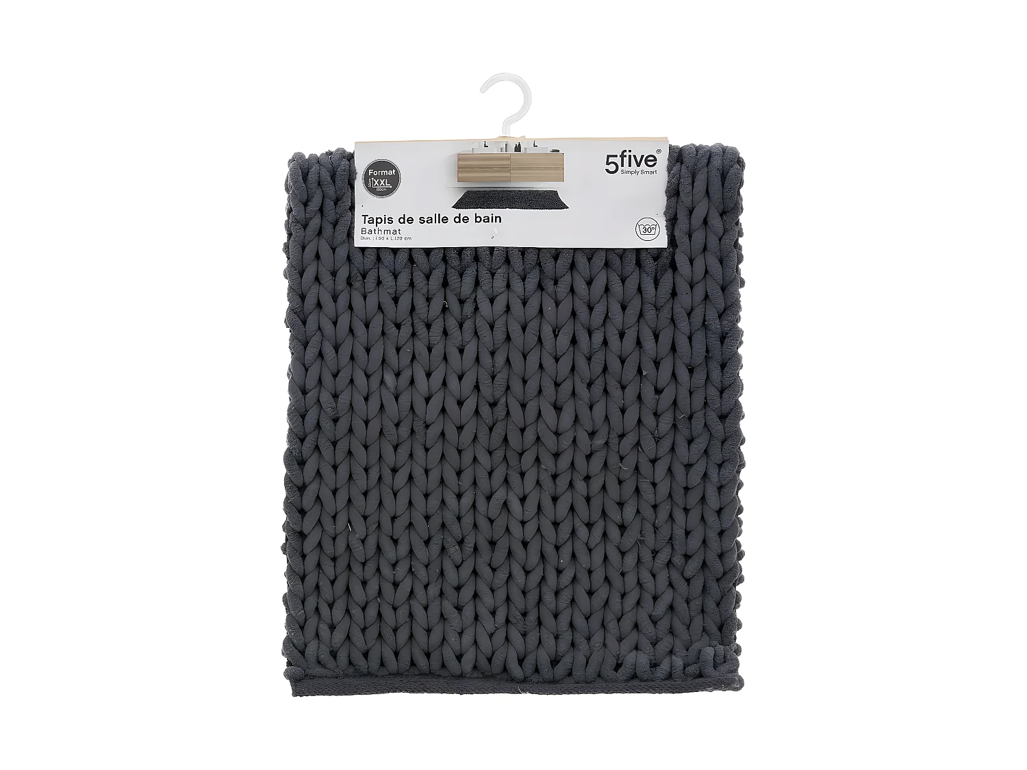 Grand Tapis de Salle de Bain épais Gris foncé 50 x 120 cm