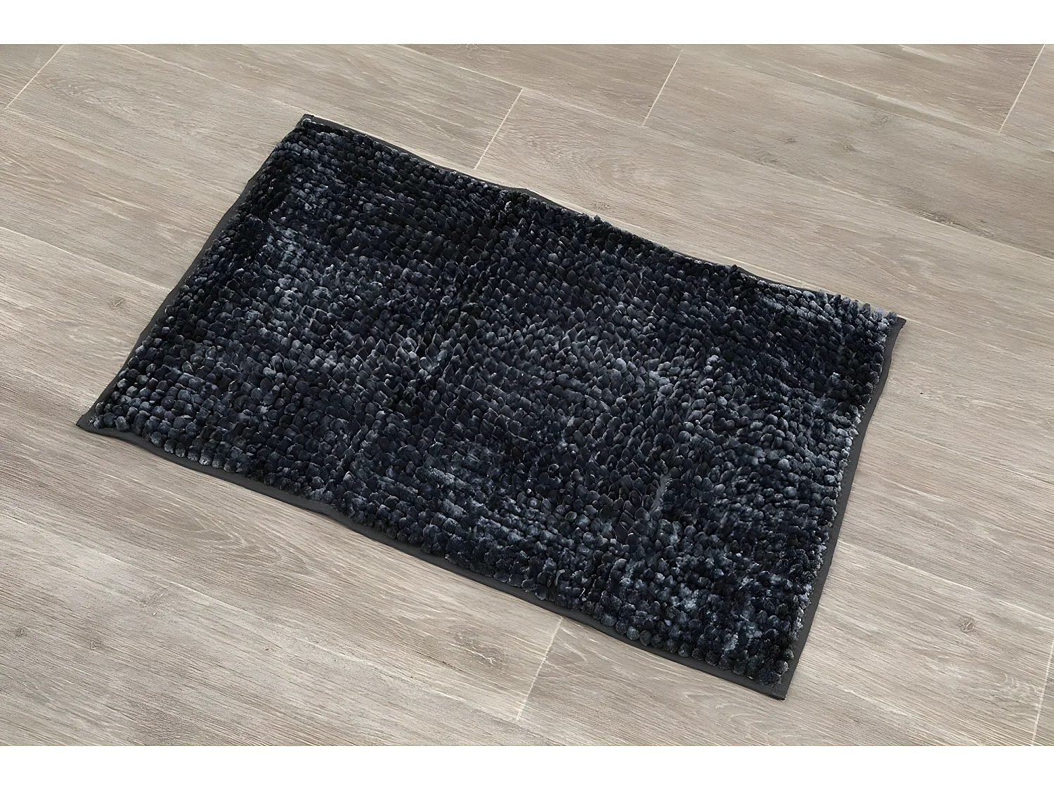 Tapis de salle de bain Gris foncé satiné en Microfibre Chenille 50 x 80 cm