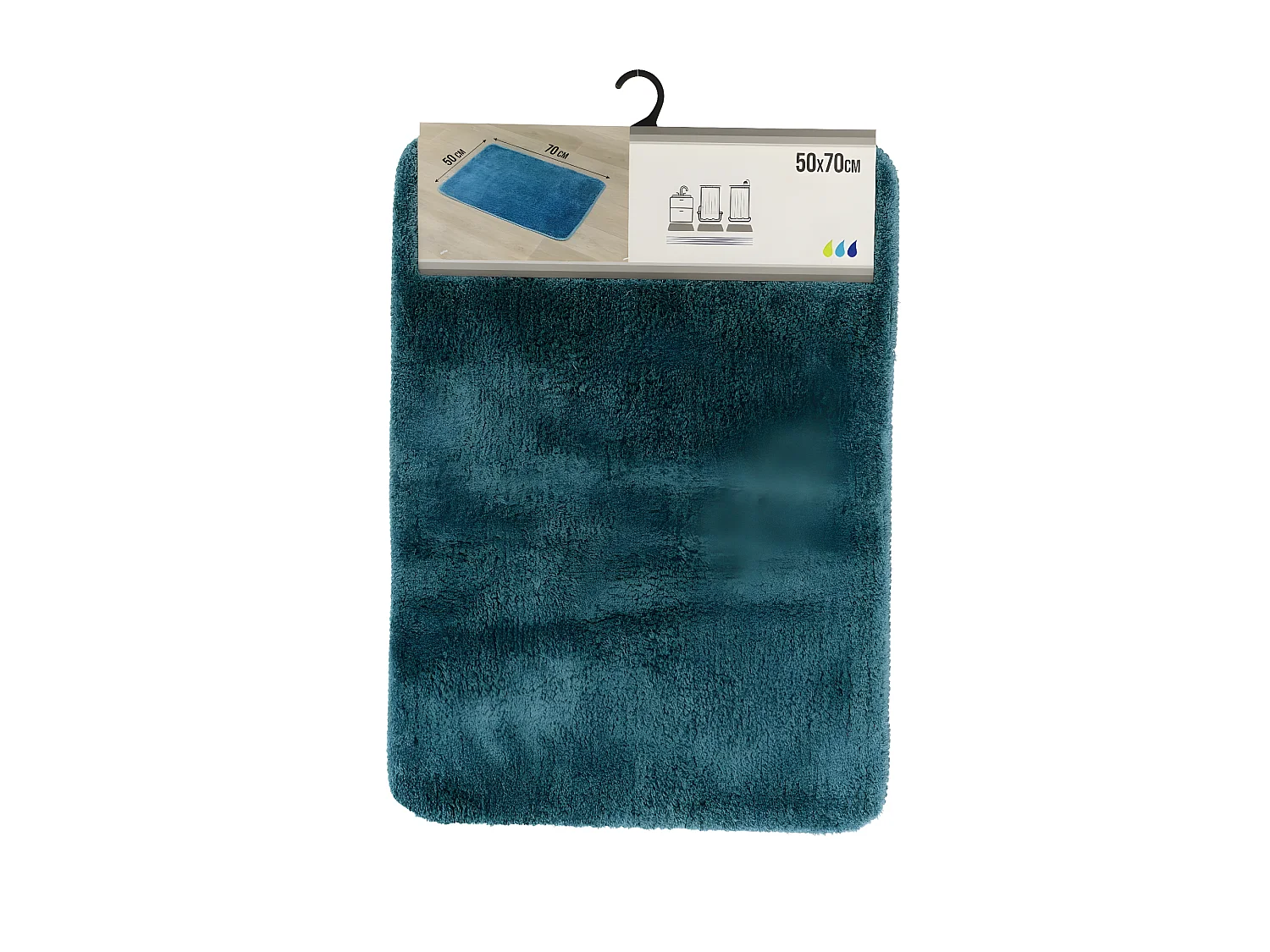 Tapis de salle de bain Bleu canard en Microfibre Confort et Doux 50 x 70 cm