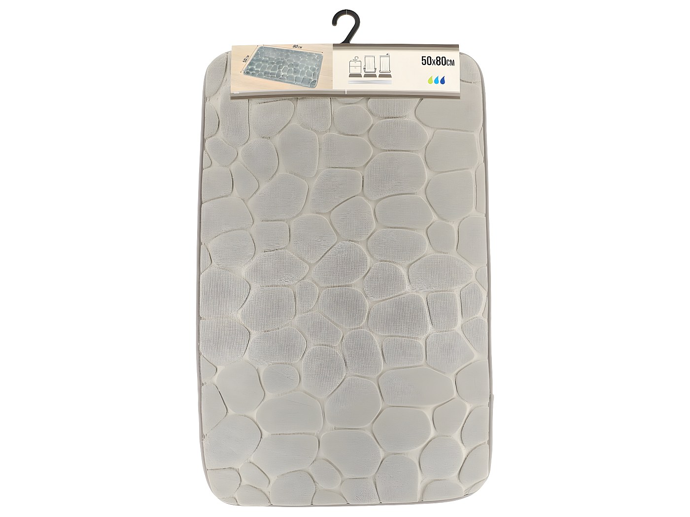 Tapis de salle de bain Gris clair en Microfibre à mémoire de forme 50 x