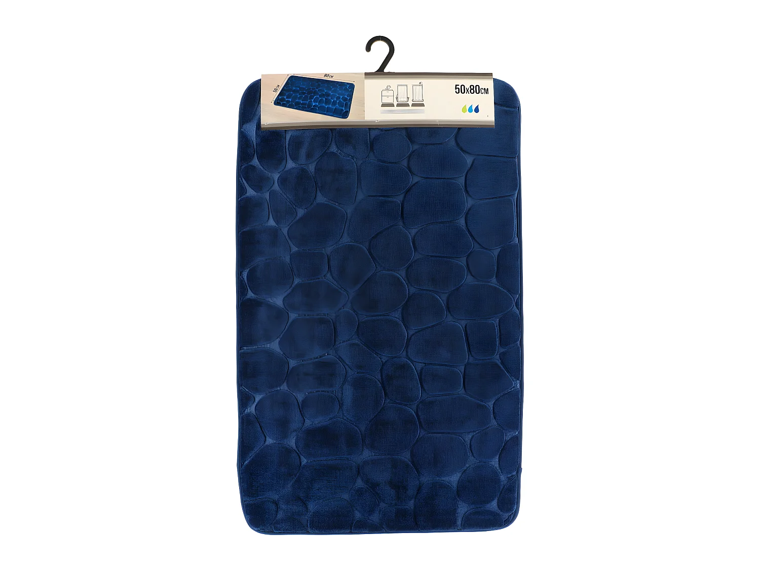 Tapis de salle de bain Bleu Marine en Microfibre à mémoire de forme 50 x 80 cm