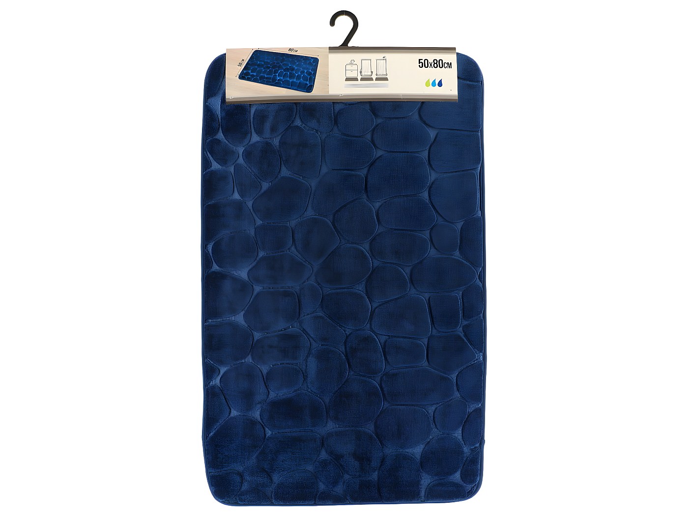 Tapis de salle de bain Bleu Marine en Microfibre à mémoire de forme 50