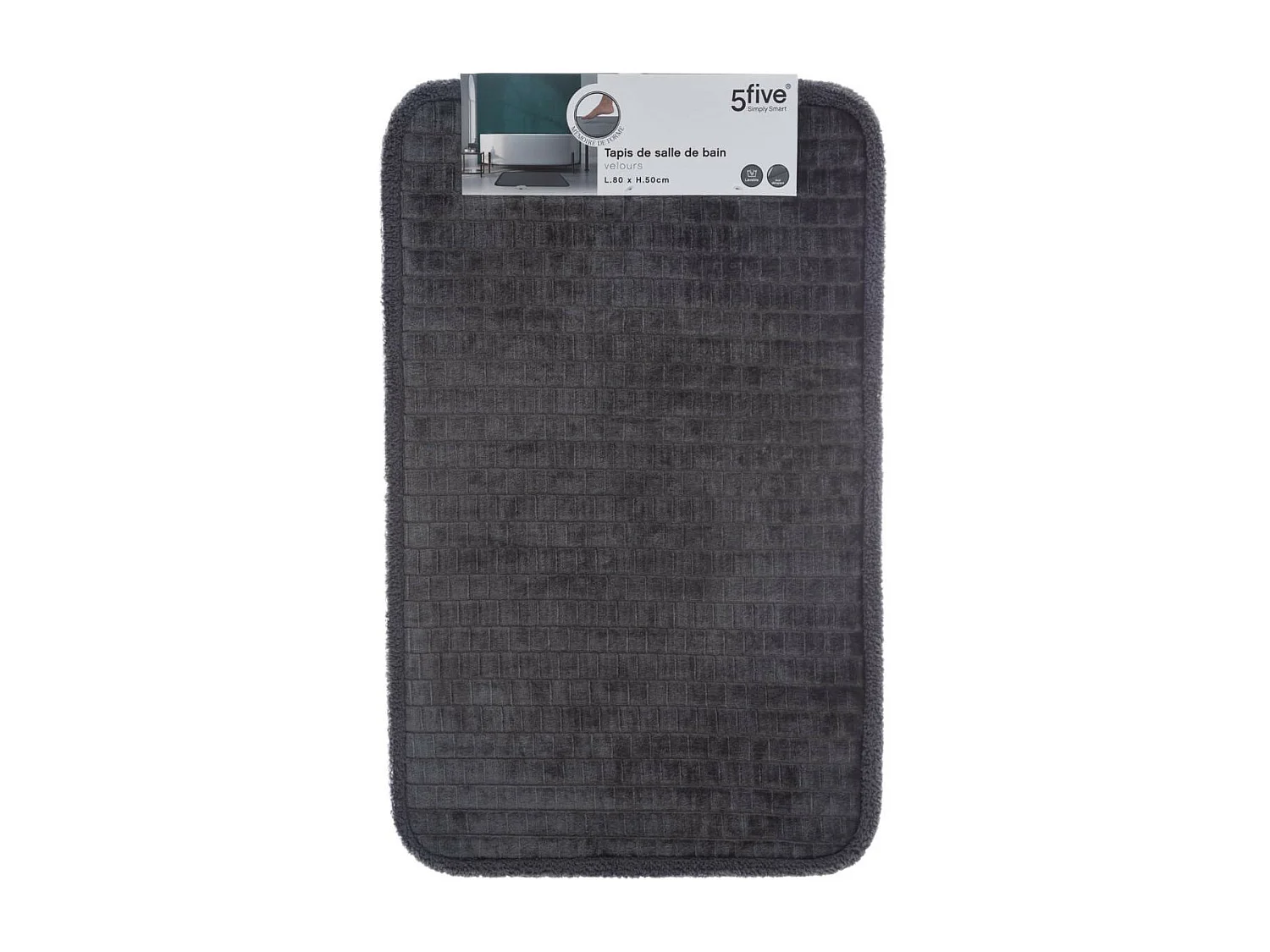 Tapis de Salle de bain en velours Gris 50 x 80 cm