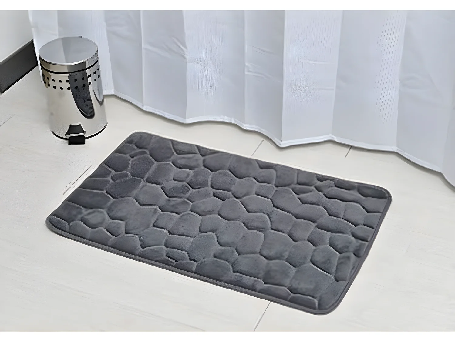 Tapis de salle de bain Gris foncé en Microfibre à mémoire de forme 50 x 80 cm