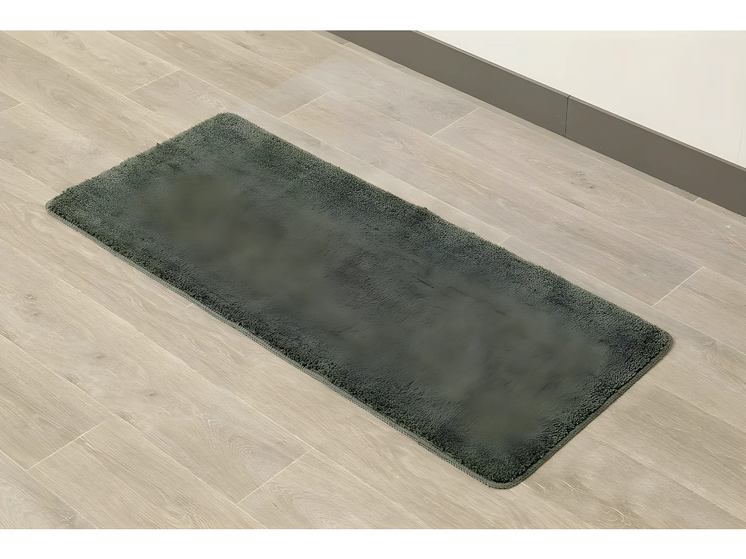 Grand Tapis de salle de bain Double Vasque en microfibre Vert foncé 50 x 120 cm