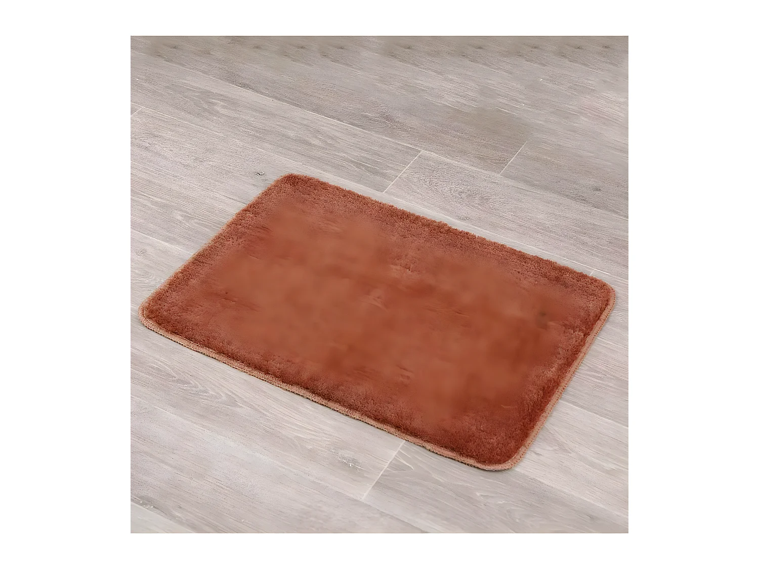 Tapis de salle de bain Orange Cuivre en Microfibre Confort et Doux 50 x 70 cm