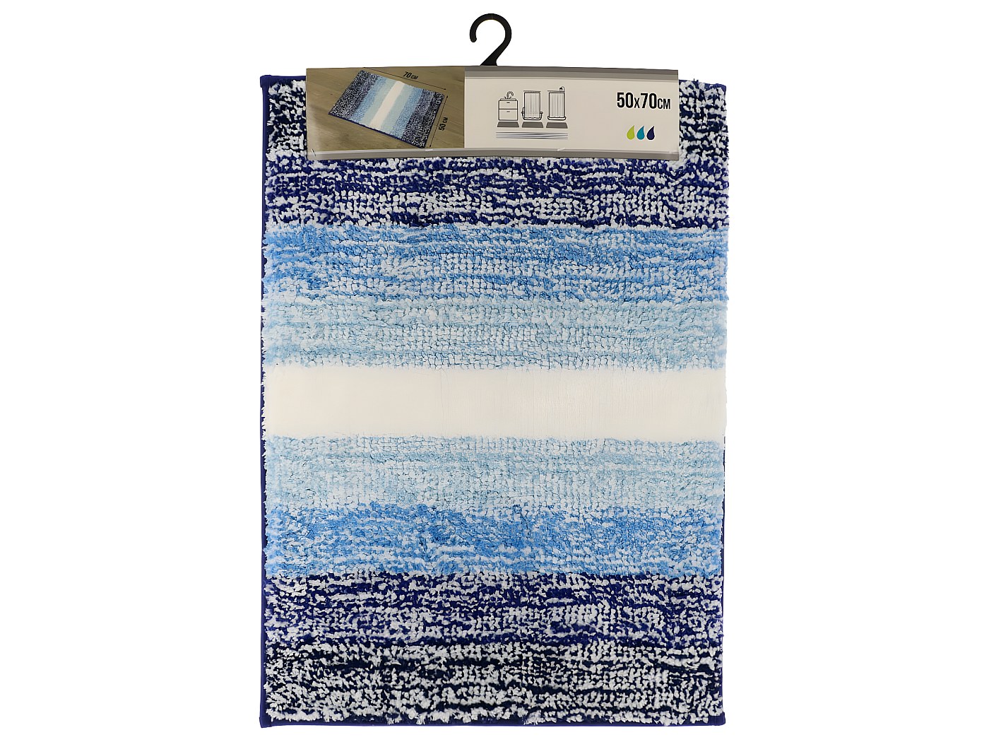 Tapis de salle de bain dégradé Bleu en Microfibre et dessous en latex