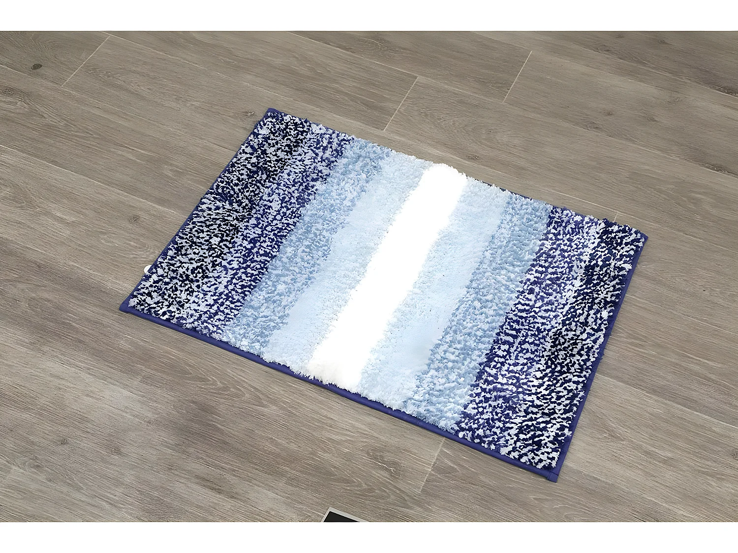 Tapis de salle de bain dégradé Bleu en Microfibre et dessous en latex 50 x 70 cm