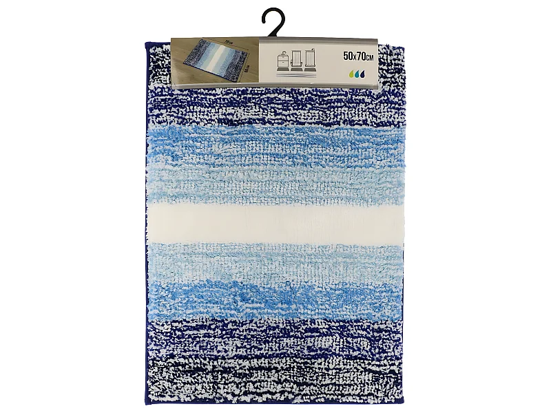 Tapis de salle de bain dégradé Bleu en Microfibre et dessous en latex 50 x 70 cm