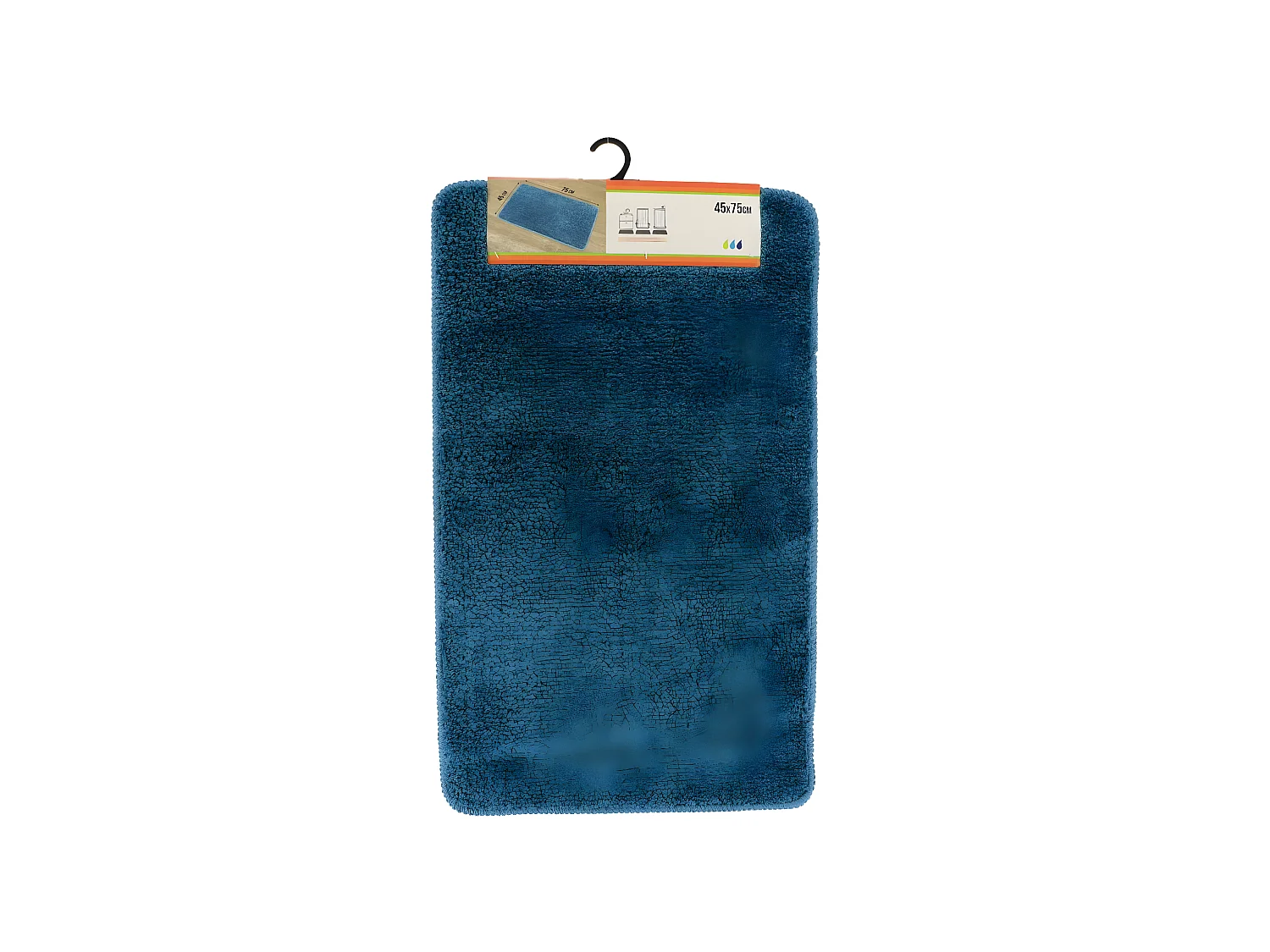 Tapis de salle de bain Bleu Tahitien en Microfibre Confort et Doux 45 x 75 cm