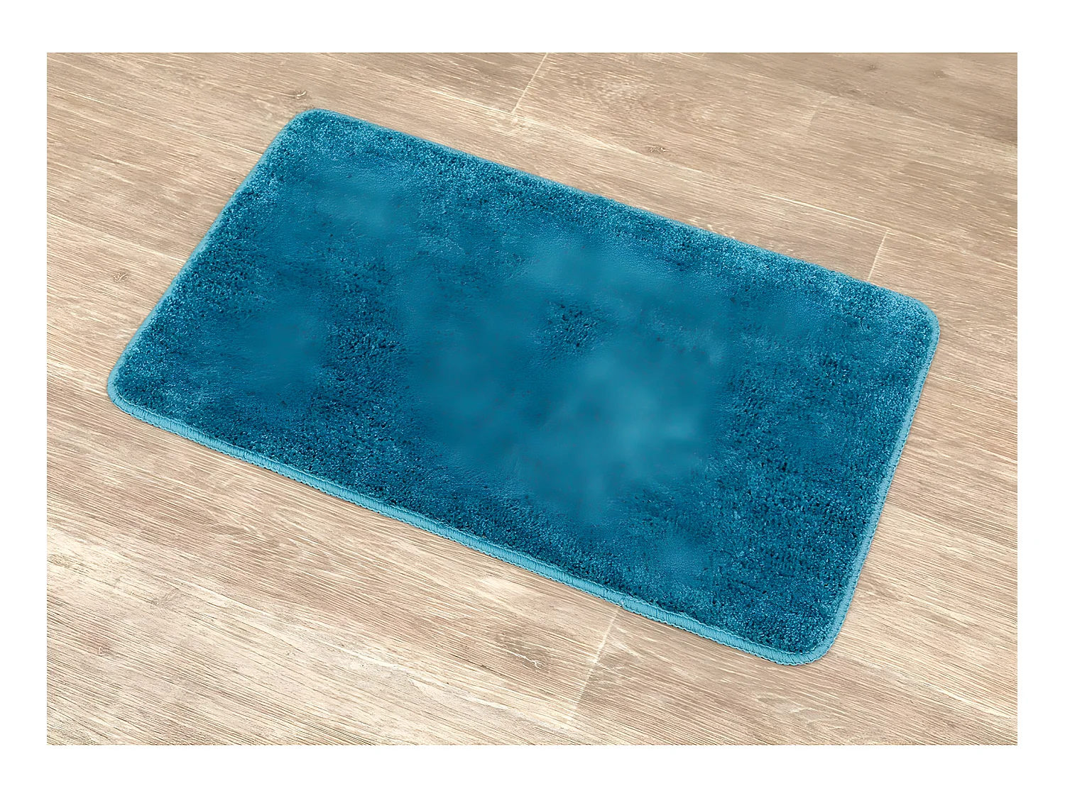 Tapis de salle de bain Bleu Tahitien en Microfibre Confort et Doux 45 x 75 cm