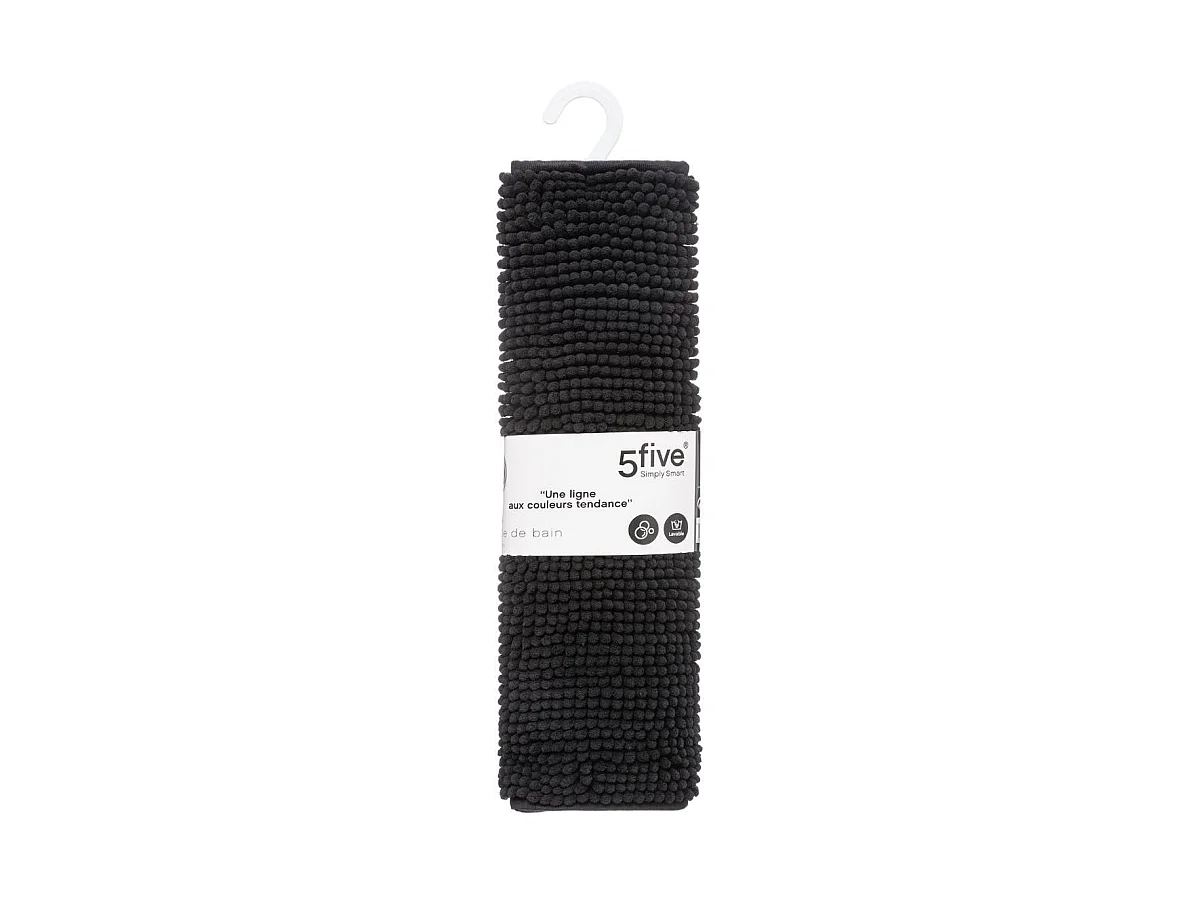 Tapis de Salle de bain Noir chenille 50 x 80 cm