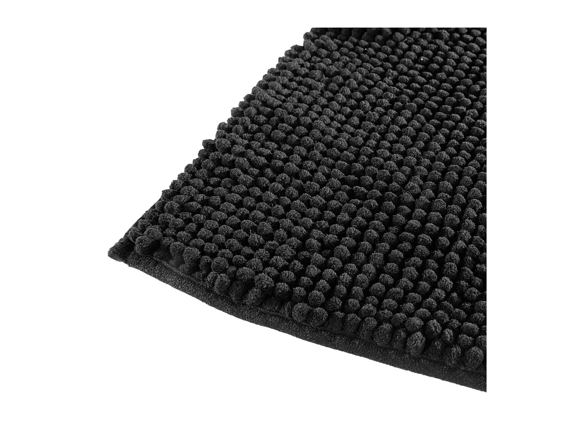 Tapis de Salle de bain Noir chenille 50 x 80 cm