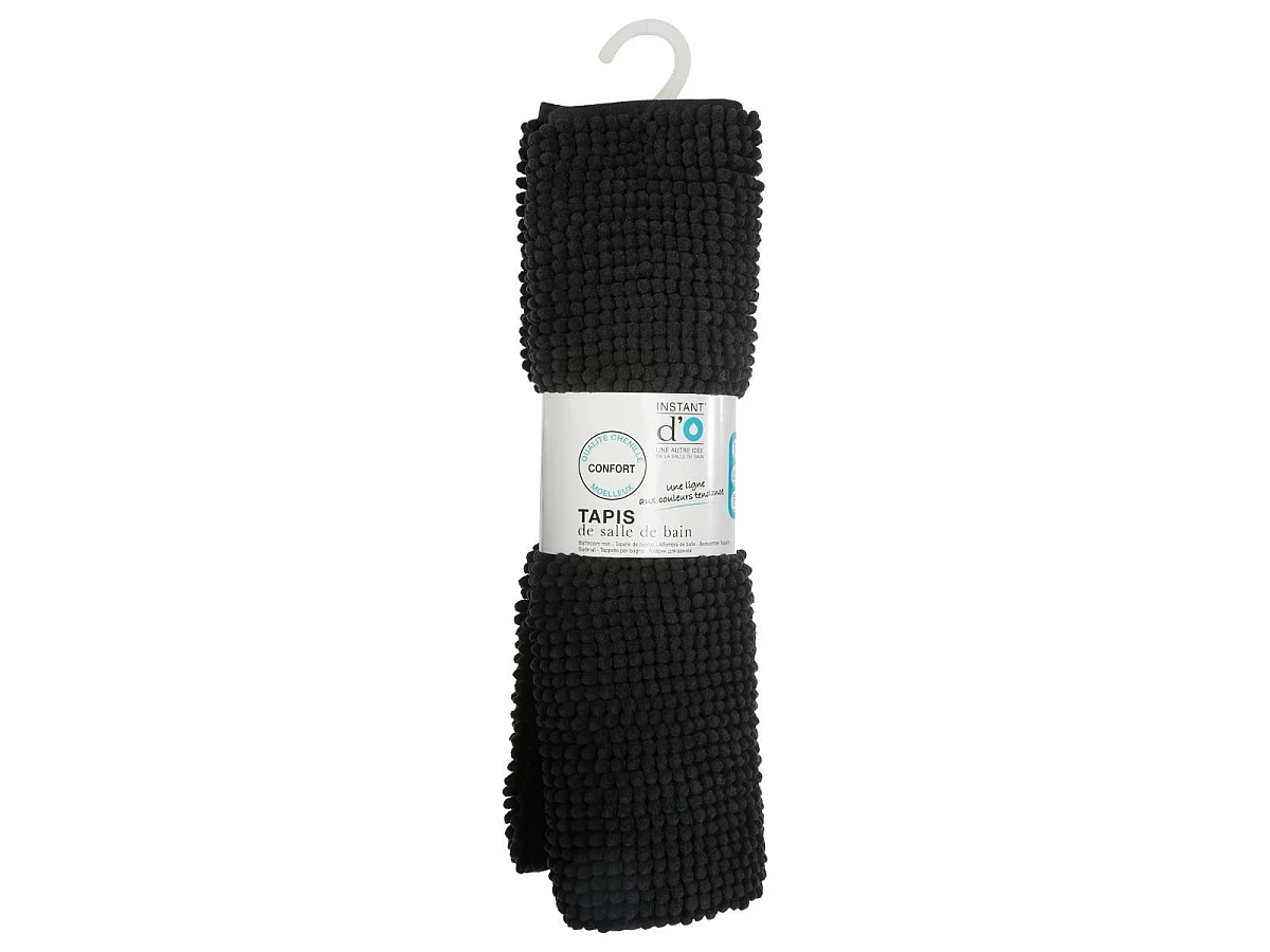 Tapis de Salle de bain Noir chenille 50 x 80 cm