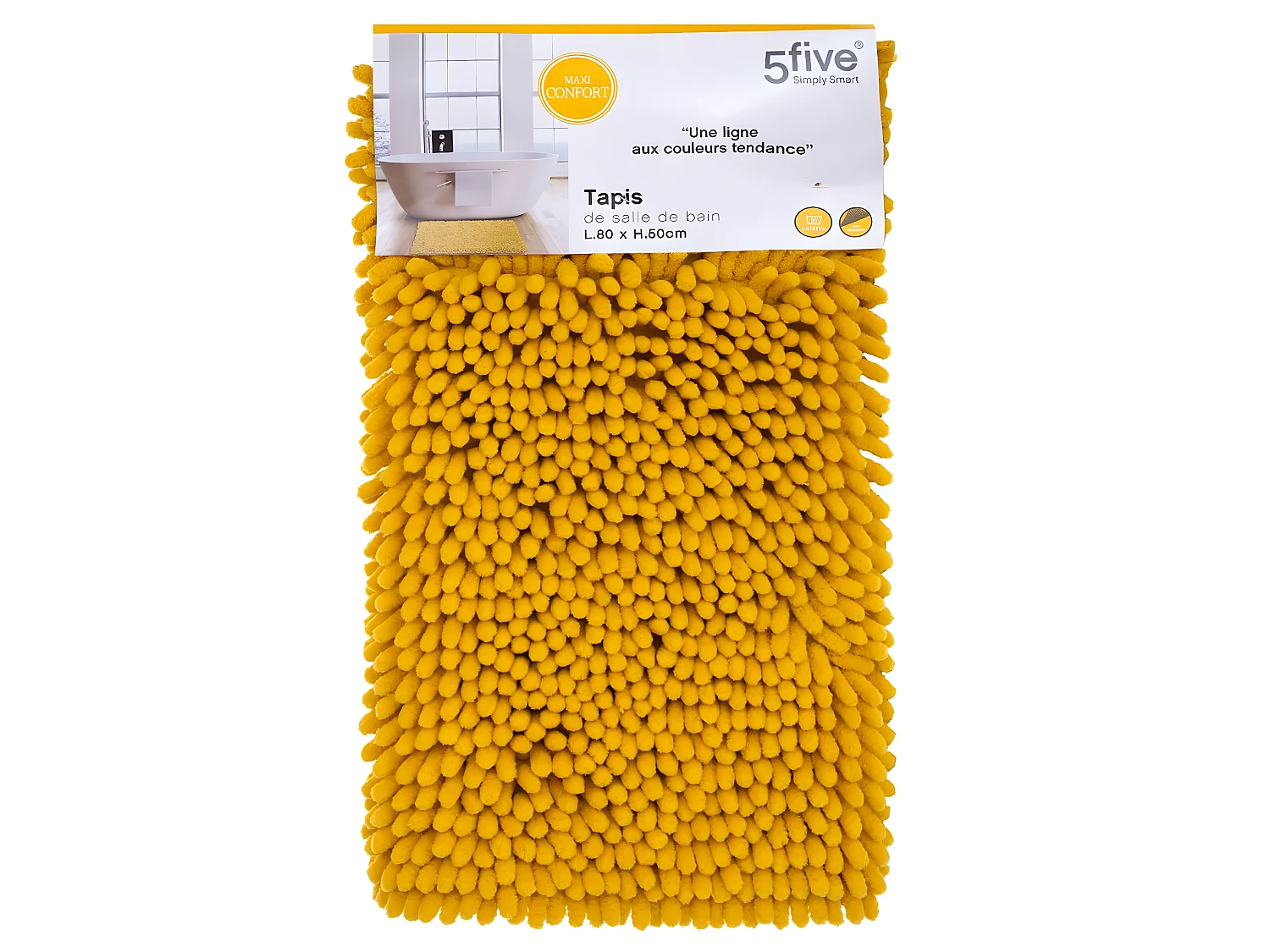 Tapis de Salle de bain Ocre chenille maxi confort 50 x 80 cm