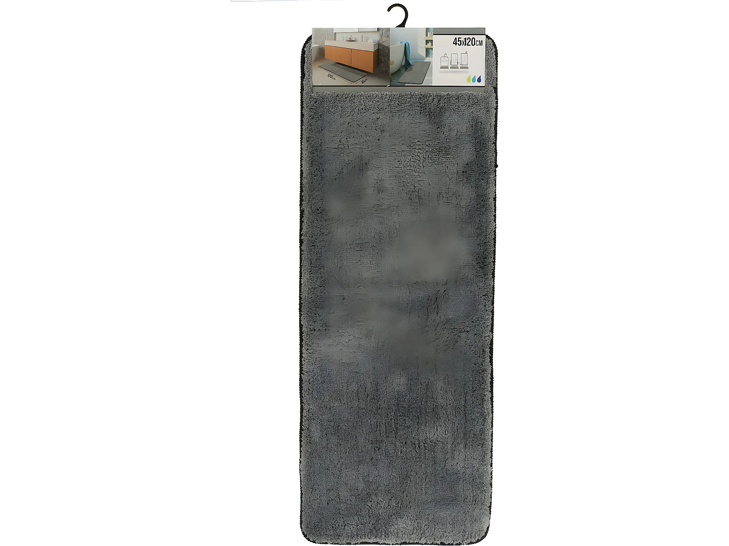 Grand Tapis de salle de bain Gris en Microfibre Confort et Doux 45 x 120 cm