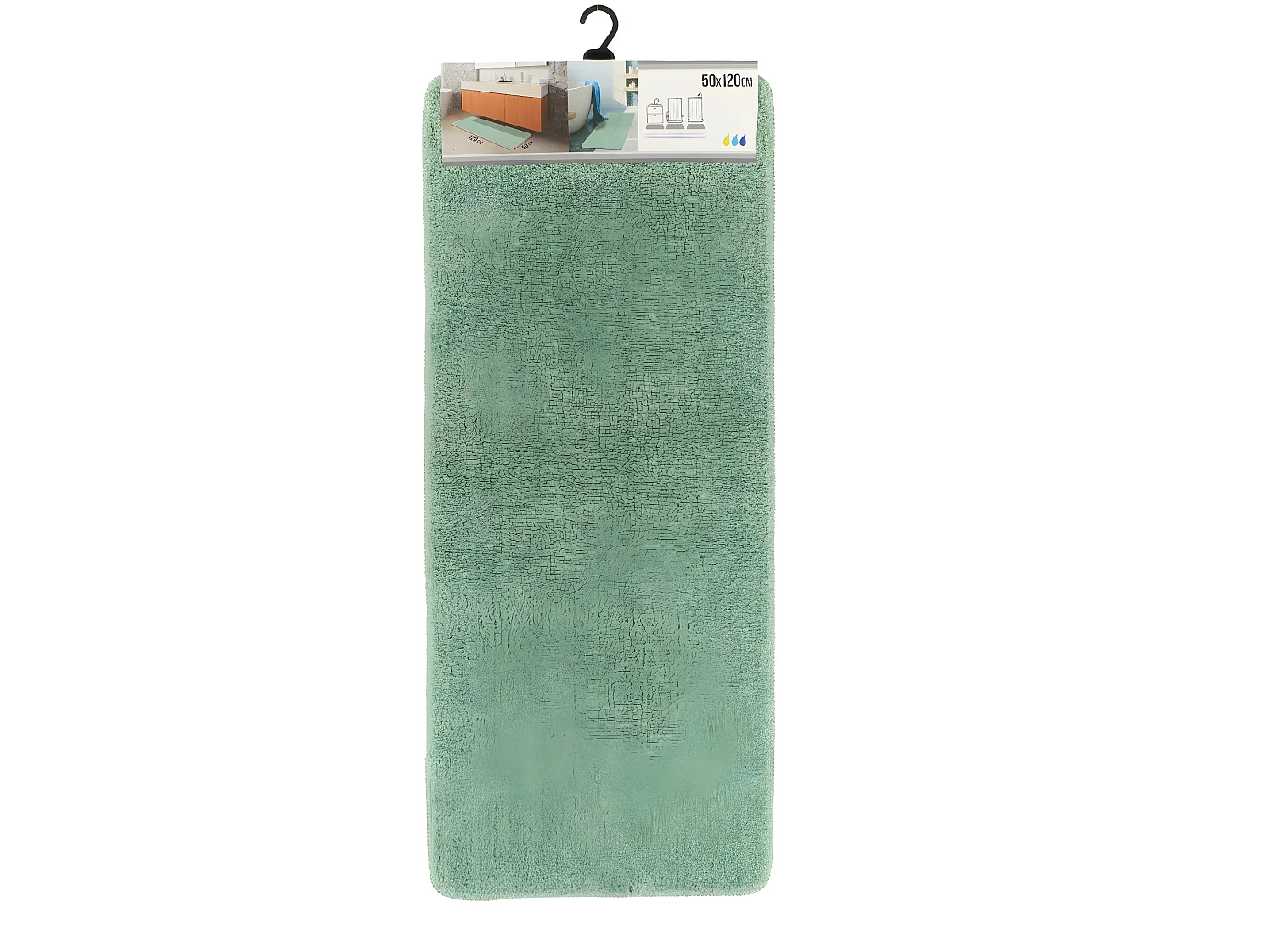 Grand Tapis de salle de bain Double Vasque en microfibre Vert amande 50 x 120 cm