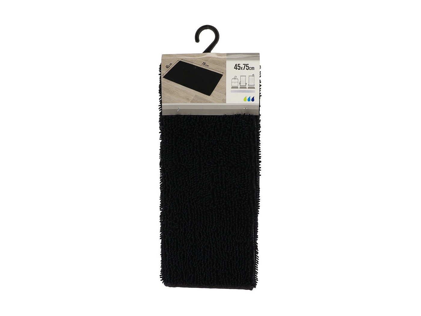 Tapis de salle de bain en polyester Noir 45 x 75 cm