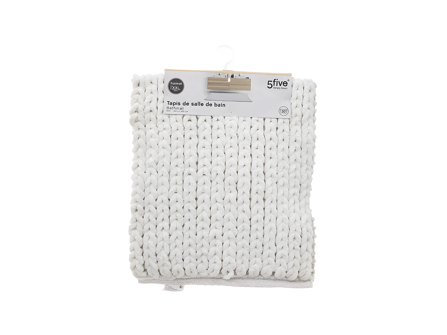 Grand Tapis de Salle de Bain épais Blanc 50 x 120 cm