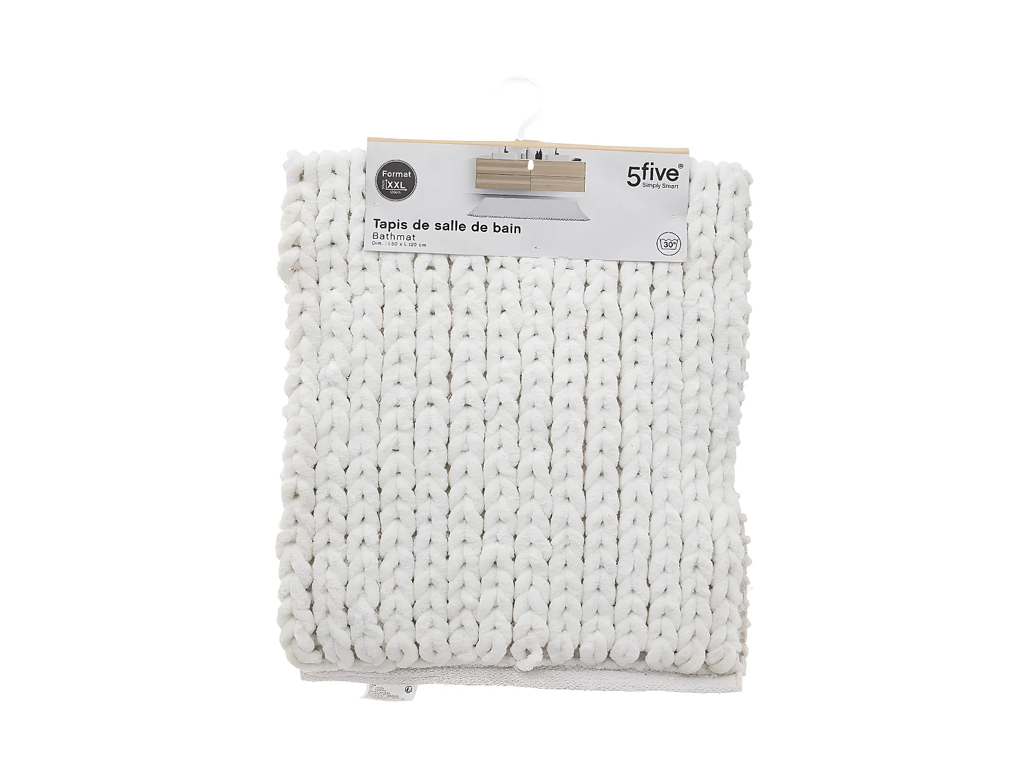Grand Tapis de Salle de Bain épais Blanc 50 x 120 cm