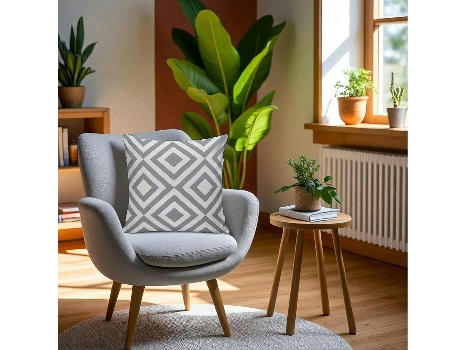 Coussin gris – motifs imbriqués IZMIR