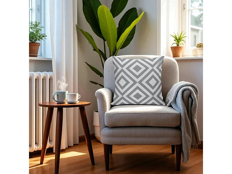 Coussin gris – motifs imbriqués IZMIR