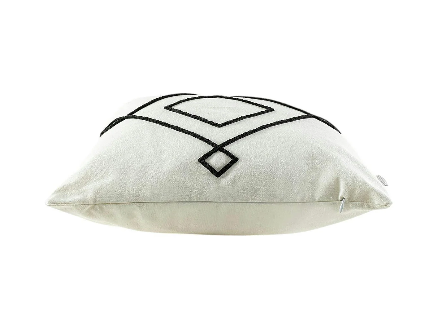 Coussin en lin écru – motif losange noir stylisé IZMIR