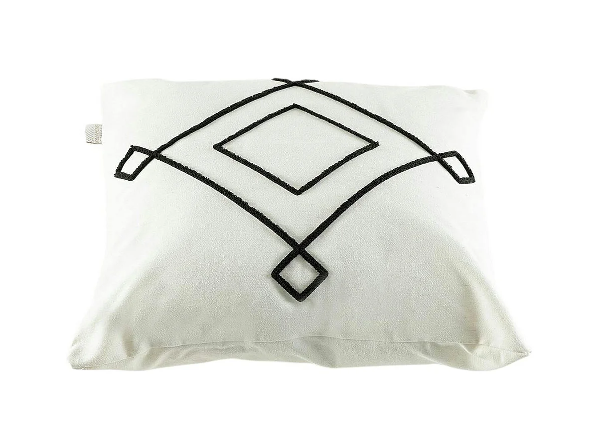 Coussin en lin écru – motif losange noir stylisé IZMIR