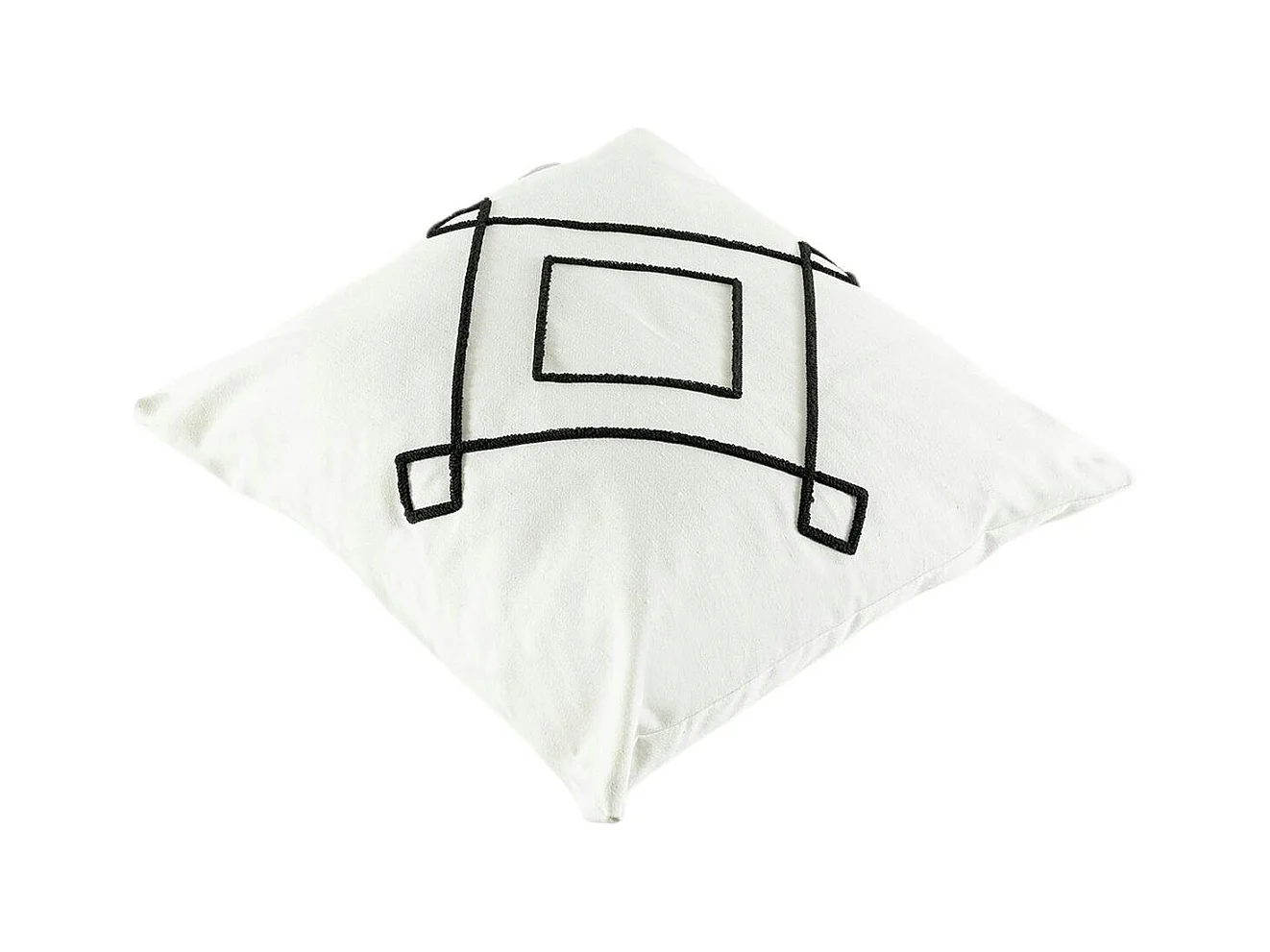 Coussin en lin écru – motif losange noir stylisé IZMIR